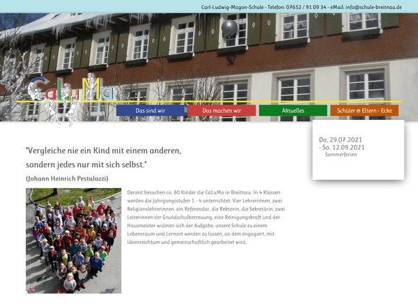 Startseite Caluma Schule